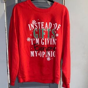 Wound Up Red Sweatshirt with Festive Print